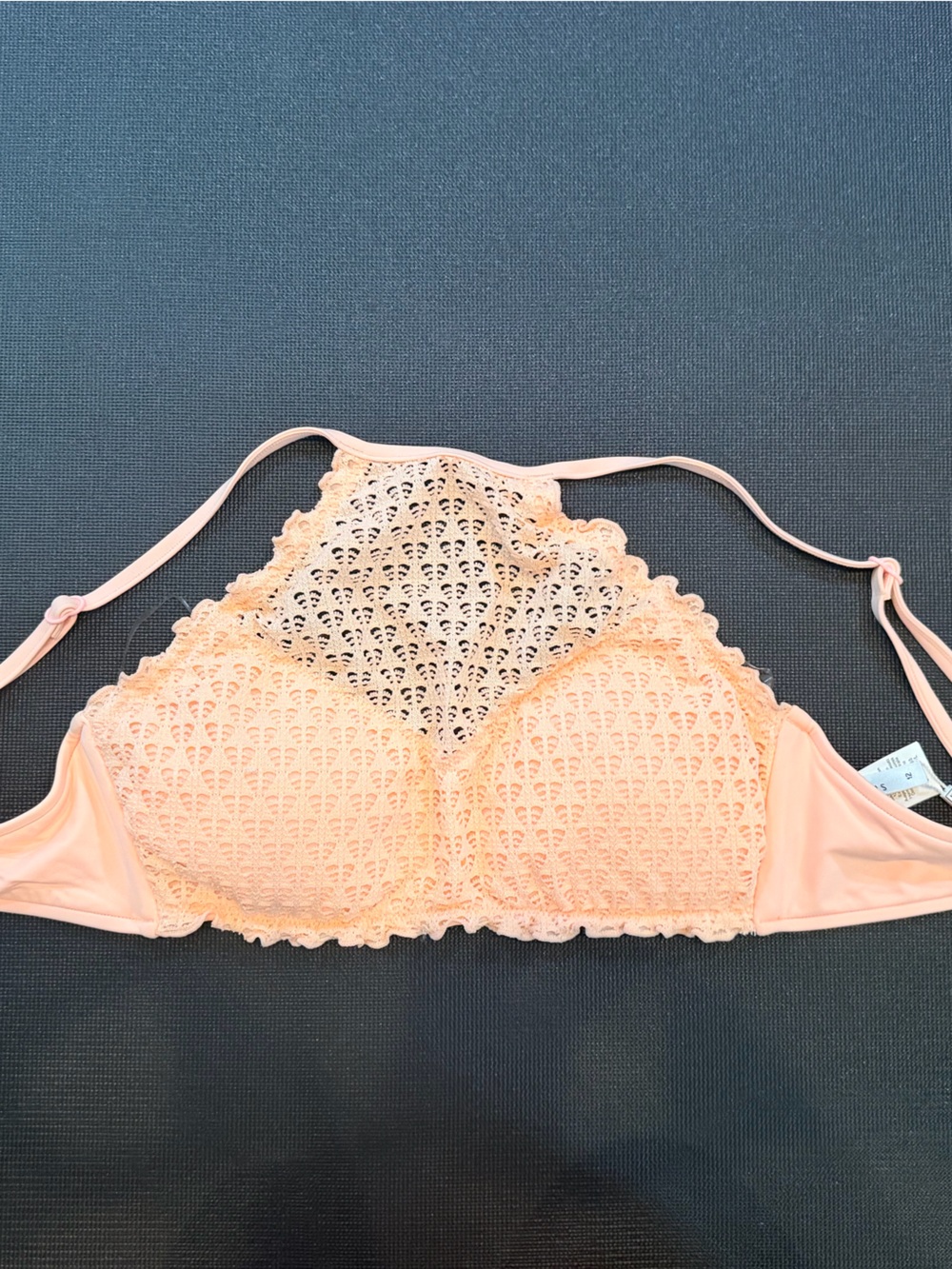 Seafolly Havana Peach Crochet High-Neck Bikini Top - Picture 5 of 7